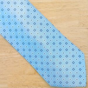 Brooks Brothers Light Blue Silk Tie with Navy and White Micro-Pattern